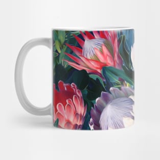 Lush Protea Botanical with Blue Green Leaves Mug